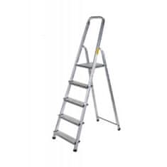 DRABEST rebrík AL 5 jednostranný s madlom / schodíky 1 x 5