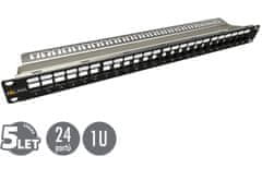 Solarix 19" modulárny neosadený patch panel 24 portov 1U SX24M-0-STP-BK-UNI-N