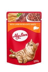 Hau&Miau My Love mokré krmivo pre mačky Pečeň v omáčke 24x100g