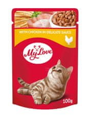 Hau&Miau My Love mokré krmivo pre mačky Kuracie mäso v omáčke 24x100g