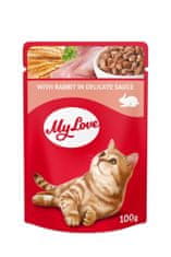 Hau&Miau My Love mokré krmivo pre mačky - Králik v omáčke 24x100g