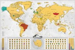 Stieracia mapa sveta EN - blanc gold XXL