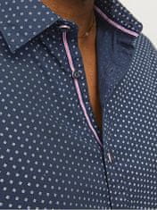 Jack&Jones Plus Pánska košeľa JJPLAIN Slim Fit 12254851 Navy Blazer (Veľkosť 3XL)