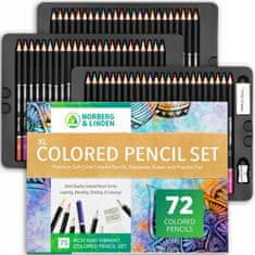 Norberg & Linden Profesionálna sada kvalitných ceruziek na kreslenie pre nováčikov a skúsených profesionálov 75 ks