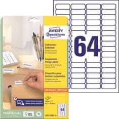 Avery Zweckform Etikety na závesné zložky - biele, 45,7 x 16,9 mm, 1600 ks
