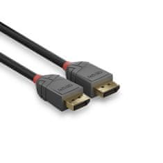 Lindy Kábel DisplayPort M/M 0.5m, 8K@60Hz, DP v1.4, 32.4Gbit/s, čierny, pozl.konektor, Anthra Line