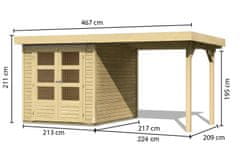 KARIBU drevený domček KARIBU ASKOLA 2 + prístavok 240 cm (73245) natur