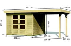 KARIBU drevený domček KARIBU ASKOLA 3 + prístavok 240 cm (73246) natur