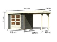 KARIBU drevený domček KARIBU ASKOLA 3 + prístavok 240 cm (82905) terragrau