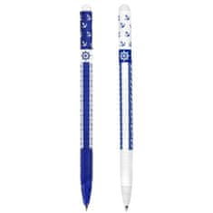 EASY EASYWAY Gumovacie guľôčkové pero, modrá náplň, 0,5 mm, 24 ks v balení, modré-biele