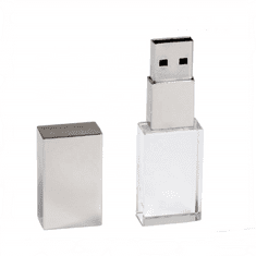 CTRL+C USB KRYSTAL strieborný, kombinácia sklo a kov, LED podsvietenie, 8 GB, USB 2.0