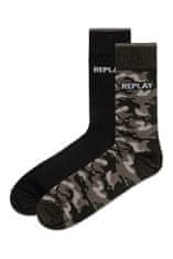Replay Ponožky Casual Leg Logo&Camouflage 2Prs Banderole - Black/Camou Black 43/46