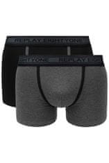 Replay Boxerky Boxer Style 6 Cuff Logo&Contrast Piping 2Pcs Box - Black/Dark Grey Mel. S