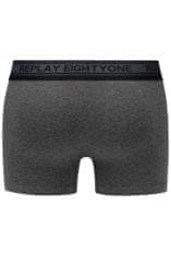 Replay Boxerky Boxer Style 6 Cuff Logo&Contrast Piping 2Pcs Box - Black/Dark Grey Mel. S
