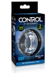 CONTROL by Richard's Dvojitý erekčný krúžok a naťahovač gúľ Control by Sir Richard's Pro Performance C-Ring Black
