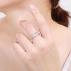 MOISS Luxusný strieborný prsteň so zirkónmi Kráľovská korunka R00021 (Obvod 52 mm)