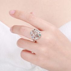 MOISS Hravý strieborný prsteň s farebnými zirkónmi R00021 (Obvod 55 mm)