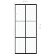 Vidaxl Posuvné dvere ESG sklo a hliník 90x205 cm čierne