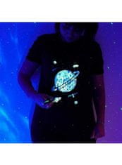 LIMITKA Detské zábavné iluminačné tričko čierne PLANÉTA +laser svetielko 3-4 roky