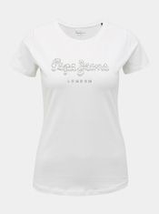 Pepe Jeans Biele dámske tričko s ozdobnými kamienkami Pepe Jeans Beatrice S