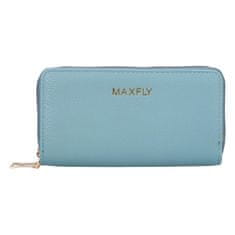 MaxFly Veľká dámska koženková peňaženka Luneta, svetlomodrá