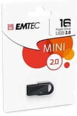 Emtec USB flash disk "D250 Mini", 16GB, USB 2.0, čierna