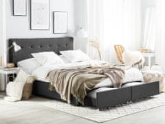 Beliani Čalúnená posteľ s úložným priestorom 140 x 200 cm tmavosivá LA ROCHELLE