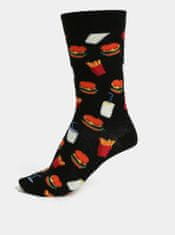 Čierne vzorované unisex ponožky Happy Socks Hamburger 36-40