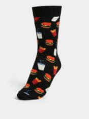 Čierne vzorované unisex ponožky Happy Socks Hamburger 36-40
