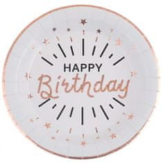 Santex Papierové taniere Happy Birthday Rosegold 22cm 10ks