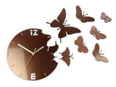 ModernClock 3D nalepovacie hodiny Butterflies medené