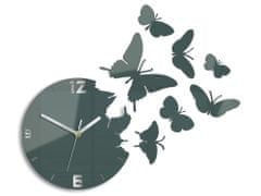 ModernClock 3D nalepovacie hodiny Butterfly tmavosivé