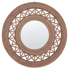 Beliani Okrúhle bambusové nástenné zrkadlo ø 62 cm svetlohnedé CACOMA