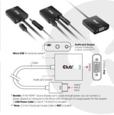 Club 3D adaptér HDMI 1.4 - VGA, M/F, 4K@60Hz, aktivní, audio, 24cm, čierna