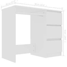 Vidaxl Písací stôl, biely 90x45x76 cm, drevotrieska