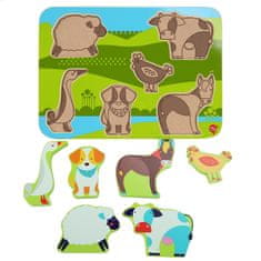 Lucy&Leo 226 Zvieratká na farme - drevené vkladacie puzzle 7 dielov