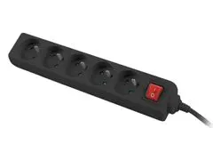 Lanberg Predlžovací kábel PS1 5 zásuvky 1.5m vypínač čierna