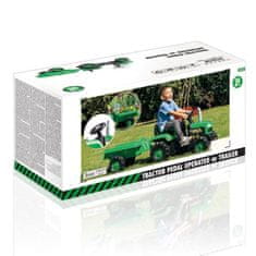 Siva Detský zelený šliapací traktor s vlečkou
