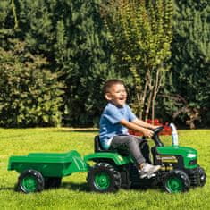 Siva Detský zelený šliapací traktor s vlečkou