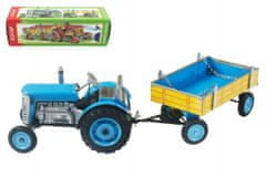 KOVAP Traktor Zetor s prívesom modrý na kľúčik kov 28cm