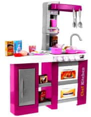 iMex Toys Veľká detská kuchynka s tečúcou vodou a chladničkou fialová