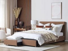 Beliani Čalúnená posteľ s úložným priestorom 180 x 200 cm hnedá LA ROCHELLE