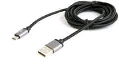 CABLEXPERT kábel USB A Male/Micro USB Male 2.0, 1,8 m, opletený, čierny, blister