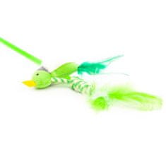Nobby Hračka pre mačky, udice s perím a vtáčikom, zelená