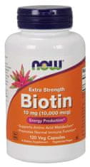 NOW Foods Biotín, 10 mg Extra Strength, 120 rastlinných kapsúl