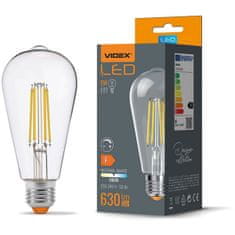 VIDEX Stmievateľná LED žiarovka E27 ST64 6W = 50W 630lm 4000K Neutrálna biela 360°