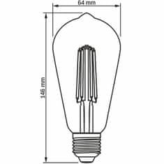VIDEX Stmievateľná LED žiarovka E27 ST64 6W = 44W 550lm 2200K Teplá biela 360°
