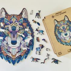 Lubiwood Drevené puzzle Divoký vlk A4 Premium Box 145 dielov