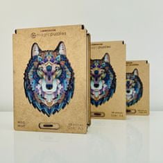 Lubiwood Drevené puzzle Divoký vlk A4 Premium Box 145 dielov