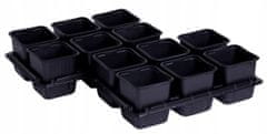 RIM Plastový štvorcový kvetináč čierny 12 ks + paleta